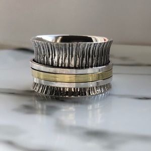 Ring Sterling Silver & Brass Spinner Meditation